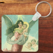ヴィンテージクリスマスビクトリアン、エンジェルとベビーイエス キーホルダー (裏面)