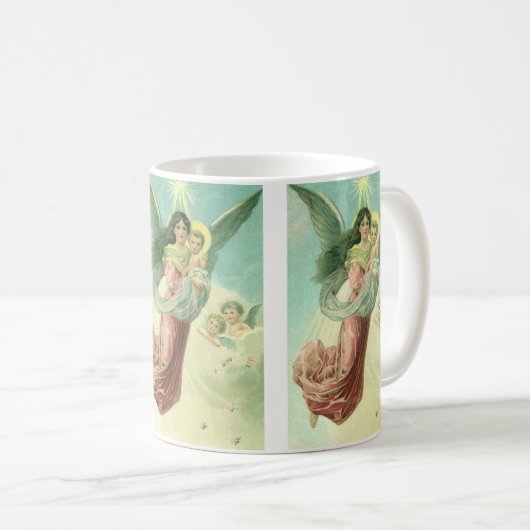 ヴィンテージクリスマスビクトリアン、エンジェルとベビーイエス コーヒーマグカップ (正面右)