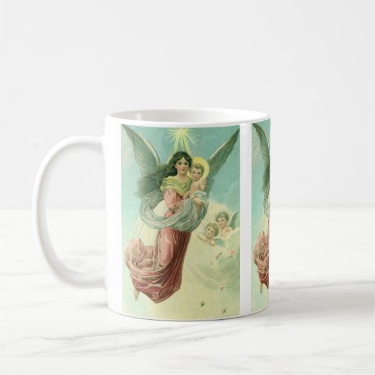 ヴィンテージクリスマスビクトリアン、エンジェルとベビーイエス コーヒーマグカップ (左)