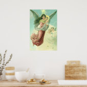 ヴィンテージクリスマスビクトリアン、エンジェルとベビーイエス ポスター (キッチン)