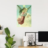 ヴィンテージクリスマスビクトリアン、エンジェルとベビーイエス ポスター (ホームオフィス)