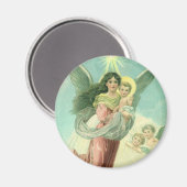 ヴィンテージクリスマスビクトリアン、エンジェルとベビーイエス マグネット (正面/裏面)