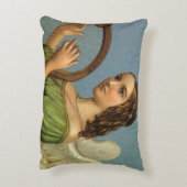 ヴィンテージクリスマスビクトリアン、エンジェルと音楽ハープ アクセントクッション (裏面(縦))