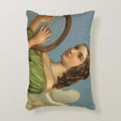 ヴィンテージクリスマスビクトリアン、エンジェルと音楽ハープ アクセントクッション (正面(垂直))