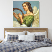 ヴィンテージクリスマスビクトリアン、エンジェルと音楽ハープ キャンバスプリント (インサイチュ (寝室))