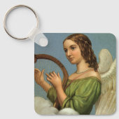 ヴィンテージクリスマスビクトリアン、エンジェルと音楽ハープ キーホルダー (正面)