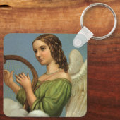 ヴィンテージクリスマスビクトリアン、エンジェルと音楽ハープ キーホルダー (裏面)