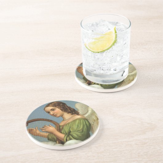 ヴィンテージクリスマスビクトリアン、エンジェルと音楽ハープ コースター (側面)