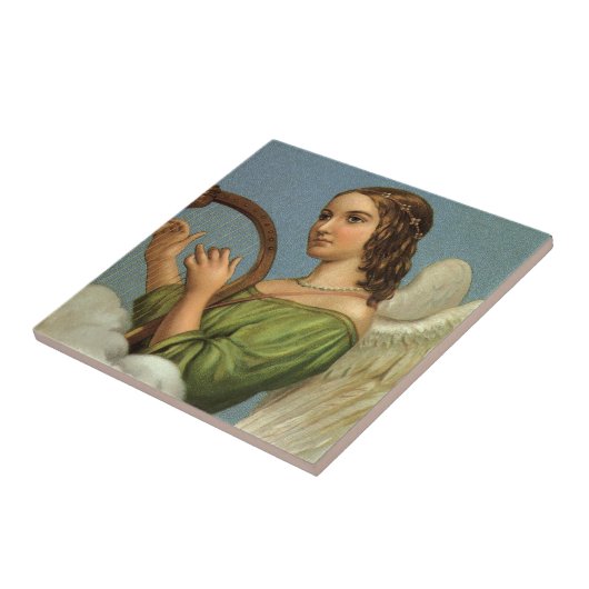 ヴィンテージクリスマスビクトリアン、エンジェルと音楽ハープ タイル (側面)