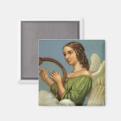 ヴィンテージクリスマスビクトリアン、エンジェルと音楽ハープ マグネット (正面/裏面)