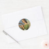 ヴィンテージクリスマスビクトリアン、エンジェルと音楽ハープ ラウンドシール (封筒)