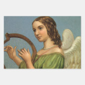 ヴィンテージクリスマスビクトリアン、エンジェルと音楽ハープ ラッピングペーパーシート (正面3)