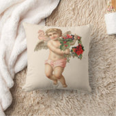 ヴィンテージクリスマスビクトリアン、エンジェルwフローラリース クッション (ブランケット)