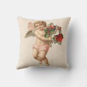 ヴィンテージクリスマスビクトリアン、エンジェルwフローラリース クッション (裏面)