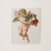 ヴィンテージクリスマスビクトリアン、エンジェルwフローラリース ジグソーパズル (縦)