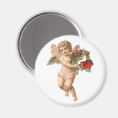 ヴィンテージクリスマスビクトリアン、エンジェルwフローラリース マグネット (正面/裏面)