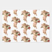 ヴィンテージクリスマスビクトリアン、エンジェルwフローラリース ラッピングペーパーシート (正面3)