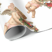 ヴィンテージクリスマスビクトリアン、エンジェルwフローラリース ラッピングペーパー (ロールコーナー)