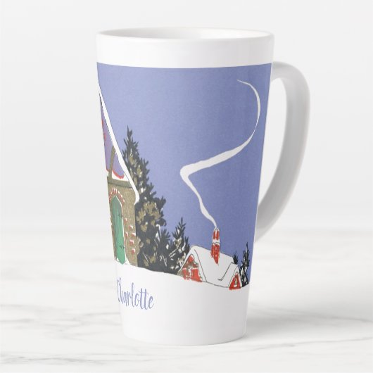 ヴィンテージクリスマスビクトリアン、カップルがパーティーへ カフェラテマグ (右アングル)