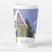 ヴィンテージクリスマスビクトリアン、カップルがパーティーへ カフェラテマグ (正面)