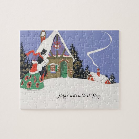 ヴィンテージクリスマスビクトリアン、カップルがパーティーへ ジグソーパズル (横)