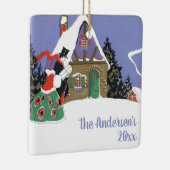 ヴィンテージクリスマスビクトリアン、カップルがパーティーへ セラミックオーナメント (右)