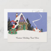 ヴィンテージクリスマスビクトリアン、カップルがパーティーへ ポストカード (正面/裏面)