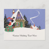 ヴィンテージクリスマスビクトリアン、カップルがパーティーへ ポストカード (正面)