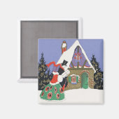 ヴィンテージクリスマスビクトリアン、カップルがパーティーへ マグネット (正面/裏面)