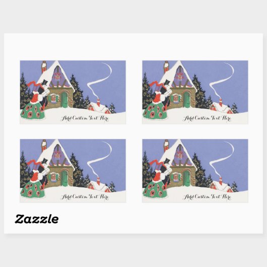 ヴィンテージクリスマスビクトリアン、カップルがパーティーへ 長方形シール (シート)