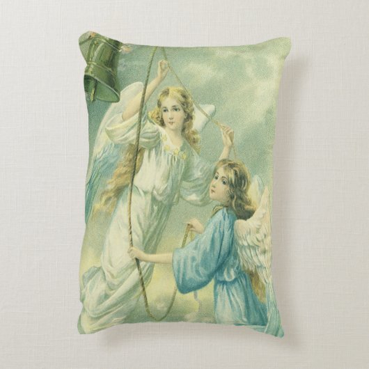 ヴィンテージクリスマスビクトリアン、ベル付き天使 アクセントクッション (裏面(縦))
