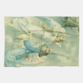 ヴィンテージクリスマスビクトリアン、ベル付き天使 キッチンタオル (横)