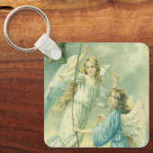 ヴィンテージクリスマスビクトリアン、ベル付き天使 キーホルダー (正面)
