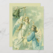 ヴィンテージクリスマスビクトリアン、ベル付き天使 シーズンカード (正面/裏面)