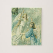 ヴィンテージクリスマスビクトリアン、ベル付き天使 ジグソーパズル (縦)