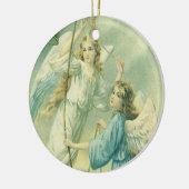 ヴィンテージクリスマスビクトリアン、ベル付き天使 セラミックオーナメント (左)