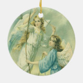 ヴィンテージクリスマスビクトリアン、ベル付き天使 セラミックオーナメント (裏面)