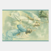 ヴィンテージクリスマスビクトリアン、ベル付き天使 ラッピングペーパーシート (正面)