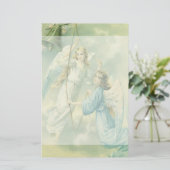 ヴィンテージクリスマスビクトリアン、ベル付き天使 便箋 (スタンド正面)