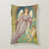 ヴィンテージクリスマスビクトリアン、天使とケルブ アクセントクッション (正面(垂直))