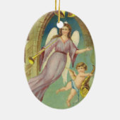 ヴィンテージクリスマスビクトリアン、天使とケルブ セラミックオーナメント (裏面)