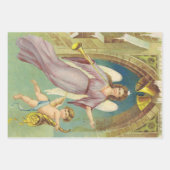 ヴィンテージクリスマスビクトリアン、天使とケルブ ラッピングペーパーシート (正面)