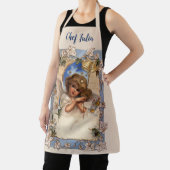 ヴィンテージクリスマスビクトリアン、天使と金ゴールドベル エプロン (インサイチュ)