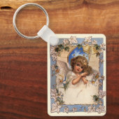 ヴィンテージクリスマスビクトリアン、天使と金ゴールドベル キーホルダー (正面)