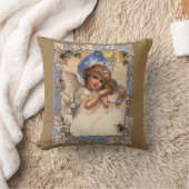 ヴィンテージクリスマスビクトリアン、天使と金ゴールドベル クッション (ブランケット)