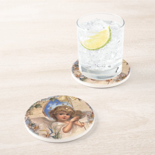 ヴィンテージクリスマスビクトリアン、天使と金ゴールドベル コースター (側面)