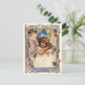 ヴィンテージクリスマスビクトリアン、天使と金ゴールドベル シーズンポストカード (スタンド正面)