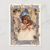 ヴィンテージクリスマスビクトリアン、天使と金ゴールドベル シーズンポストカード (正面)