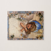 ヴィンテージクリスマスビクトリアン、天使と金ゴールドベル ジグソーパズル (横)