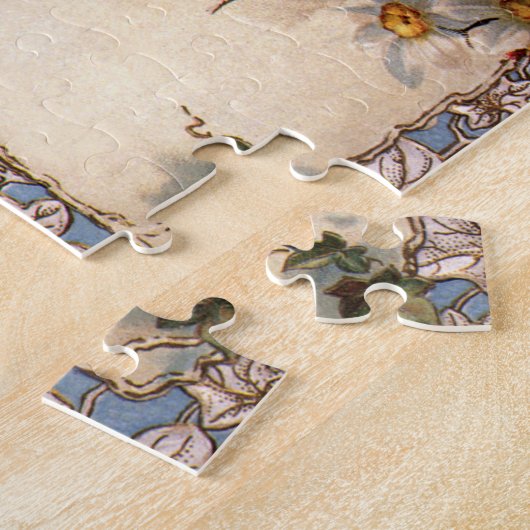 ヴィンテージクリスマスビクトリアン、天使と金ゴールドベル ジグソーパズル (側面)